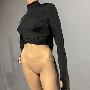 Fashion Nova Black Long Sleeve Crop Top